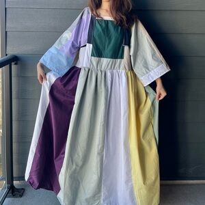 Handmade Quilted Patchwork Colorblock Dress SKU 02057